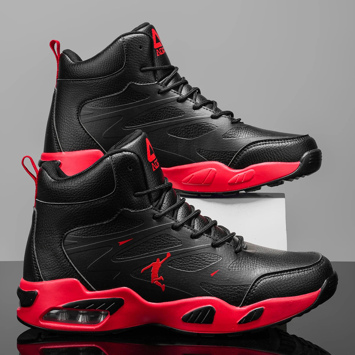 Leather High-Top Basketball Shoes