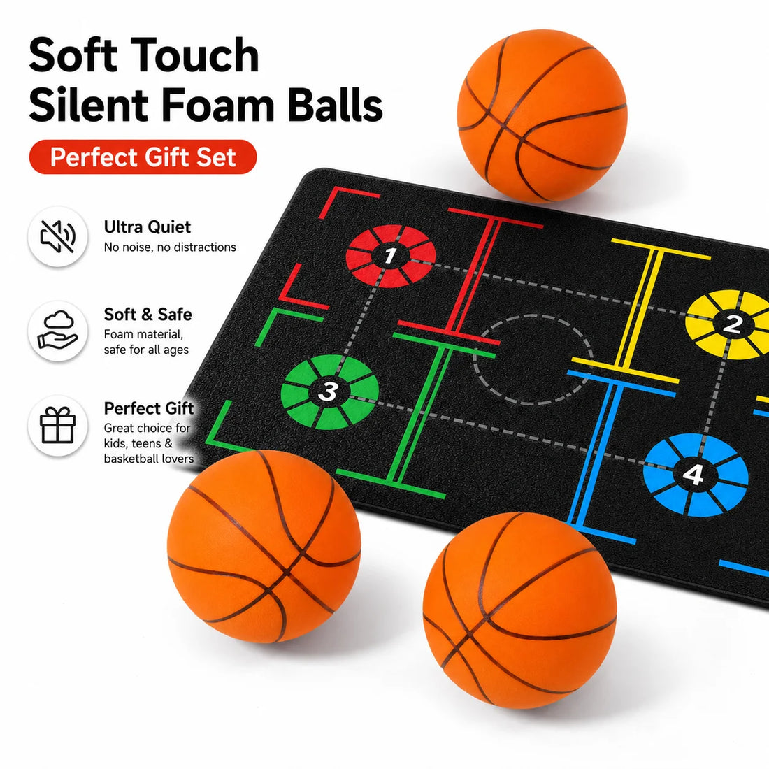 Basketball Training Mat &amp; Silent Ball Set