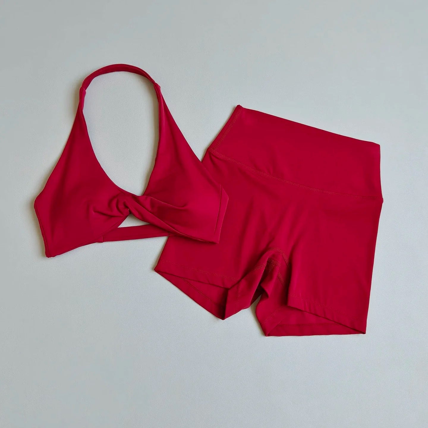 Open-Back Sports Bra & High-Waist Shorts Set