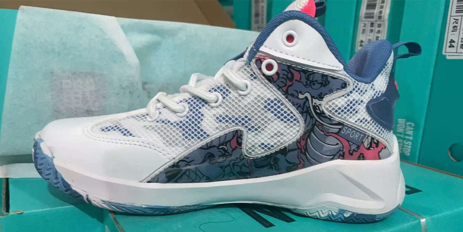 Contrast-Sole High-Top Basketball Shoes