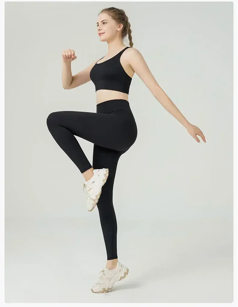 High-Waist Yoga Leggings & Sports Bra Set