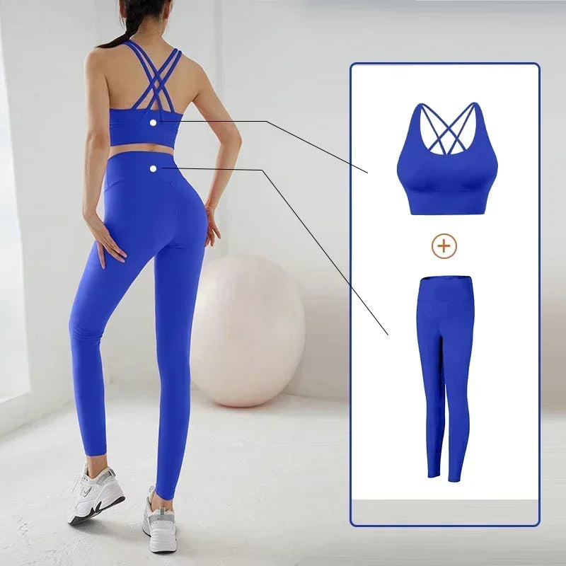 High-Waist Yoga Leggings & Sports Bra Set