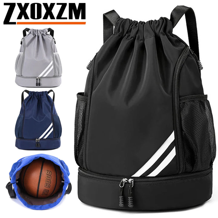 Drawstring Sports Backpack with Shoe Compartment