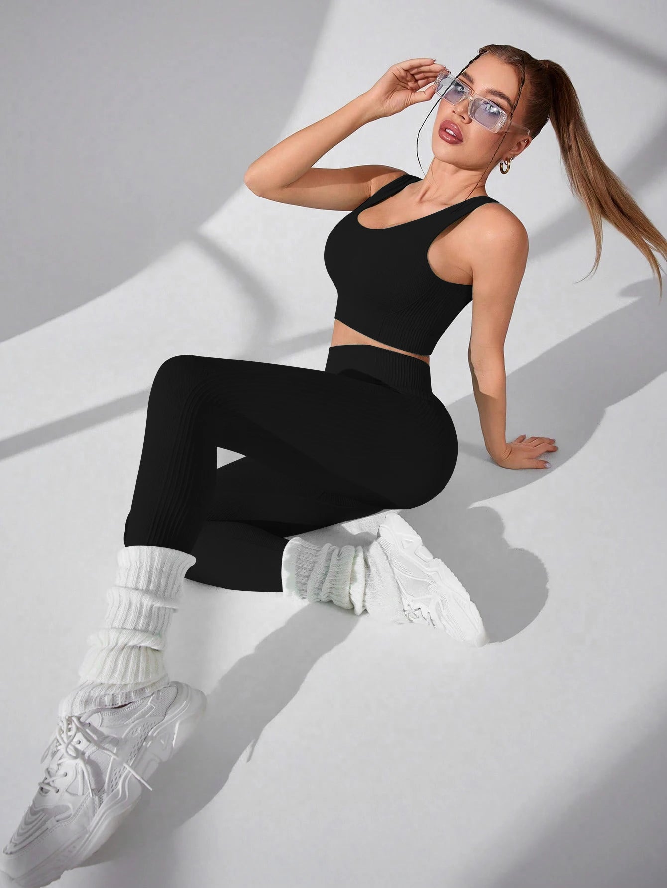 Women's Cross-Strap Sports Bra &amp; Leggings Set