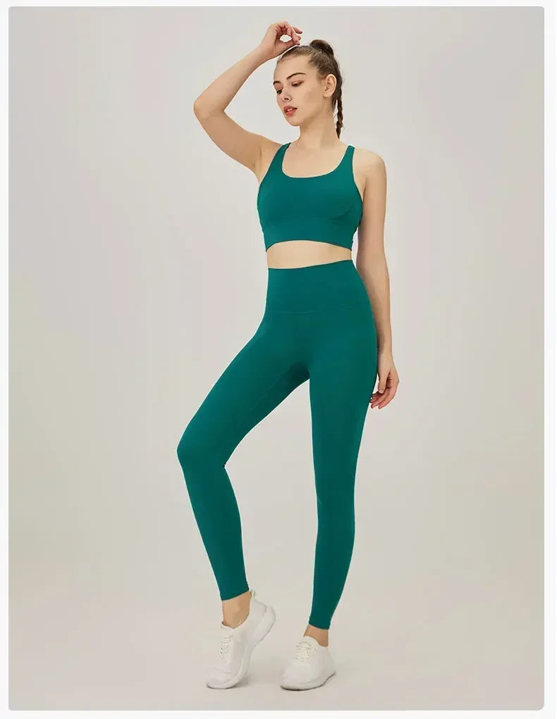 High-Waist Yoga Leggings & Sports Bra Set