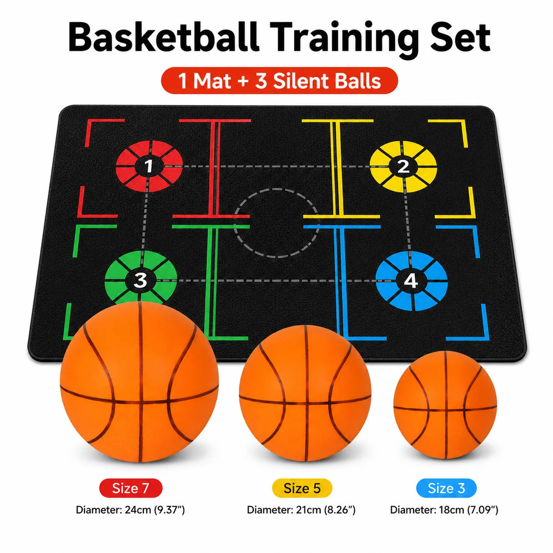 Basketball Training Mat &amp; Silent Ball Set