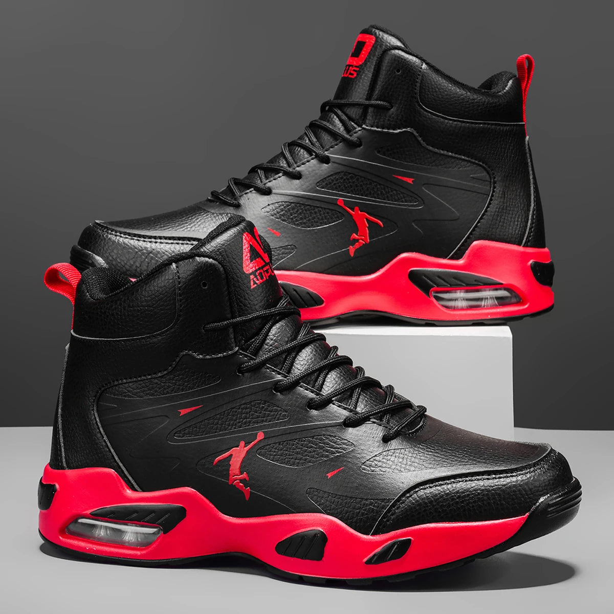 Leather High-Top Basketball Shoes