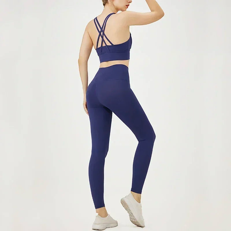High-Waist Yoga Leggings & Sports Bra Set