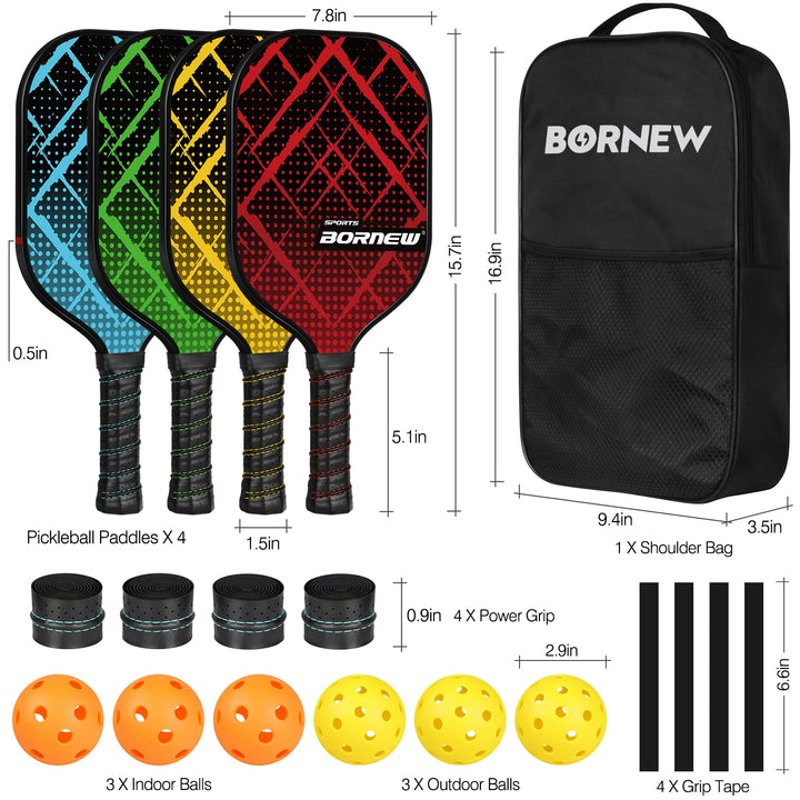 Fiberglass Pickleball Paddle Set (4 Paddles)