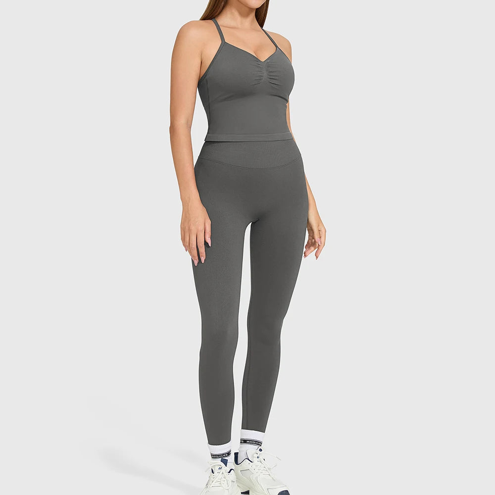 Halter Sports Bra & Butt-Lifting Gym Leggings Set