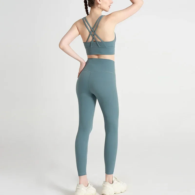 High-Waist Yoga Leggings & Sports Bra Set