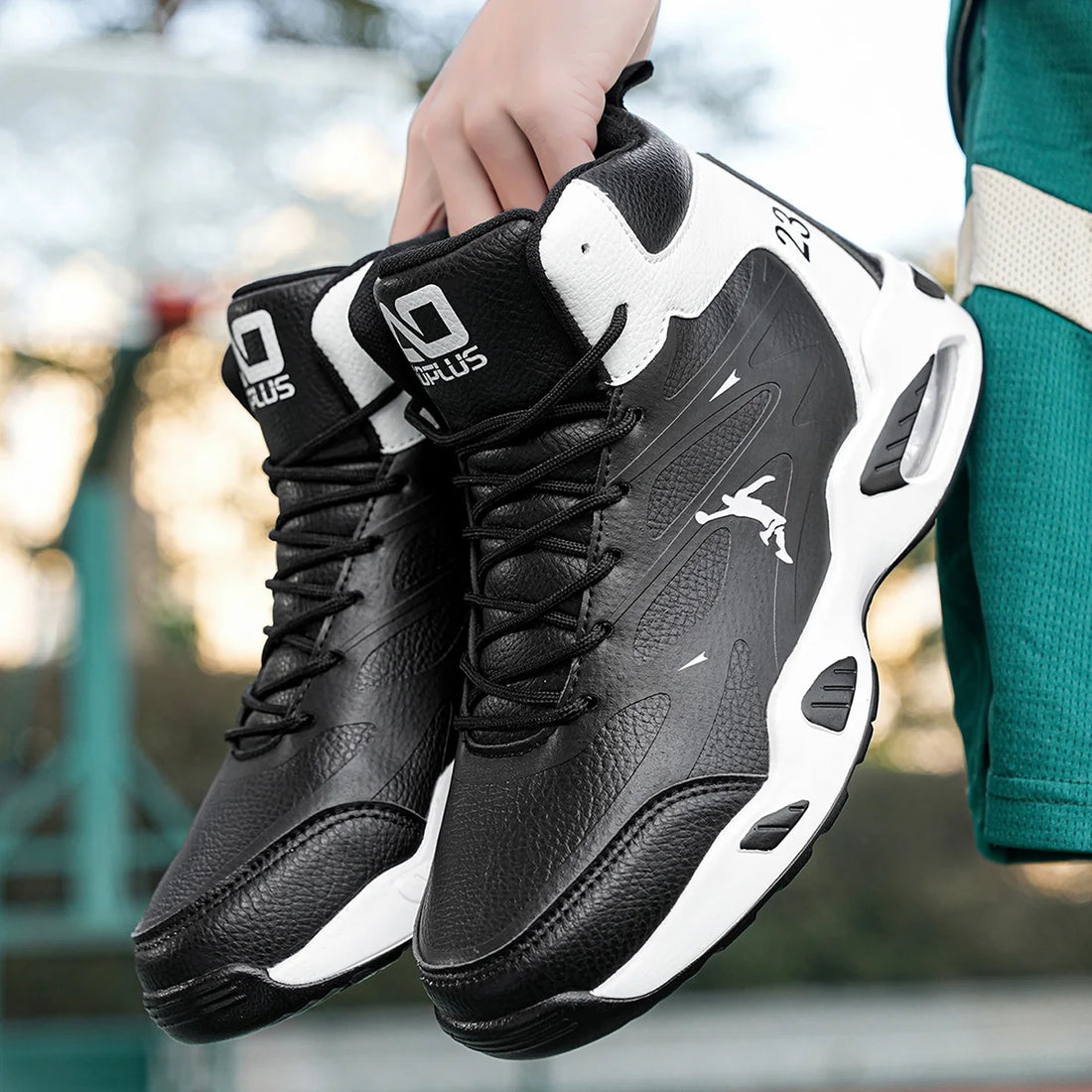 Leather High-Top Basketball Shoes