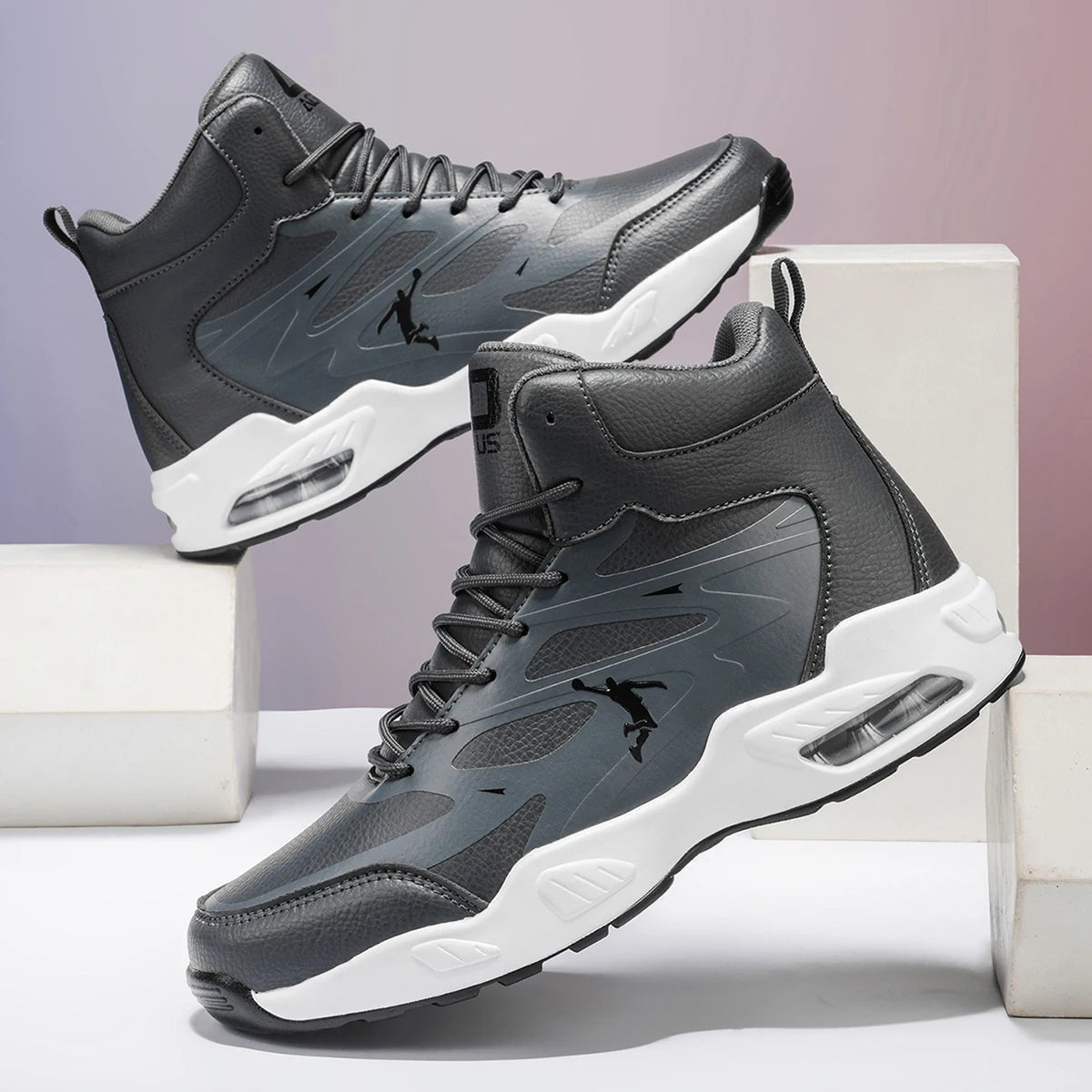 Leather High-Top Basketball Shoes