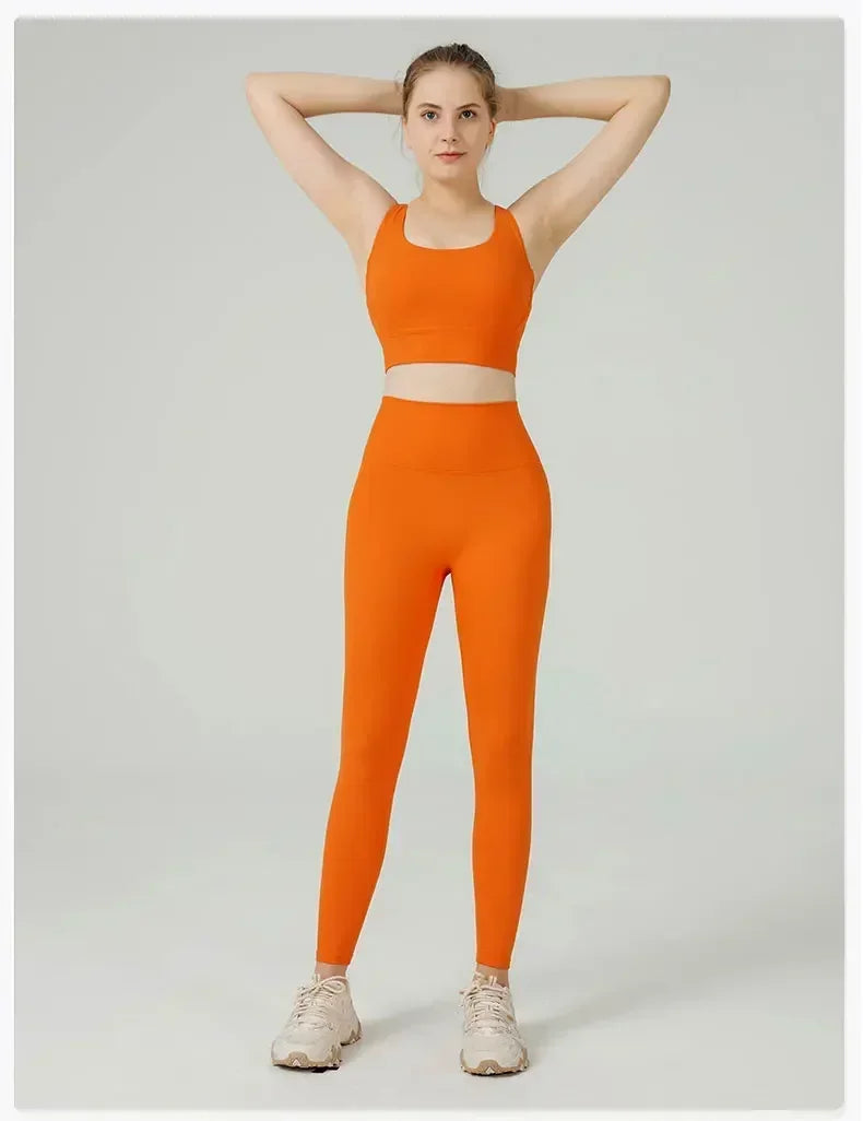 High-Waist Yoga Leggings & Sports Bra Set