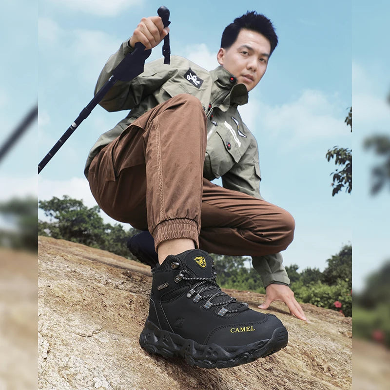 Men's Leather Hiking Shoes — Waterproof Trekking Sneakers