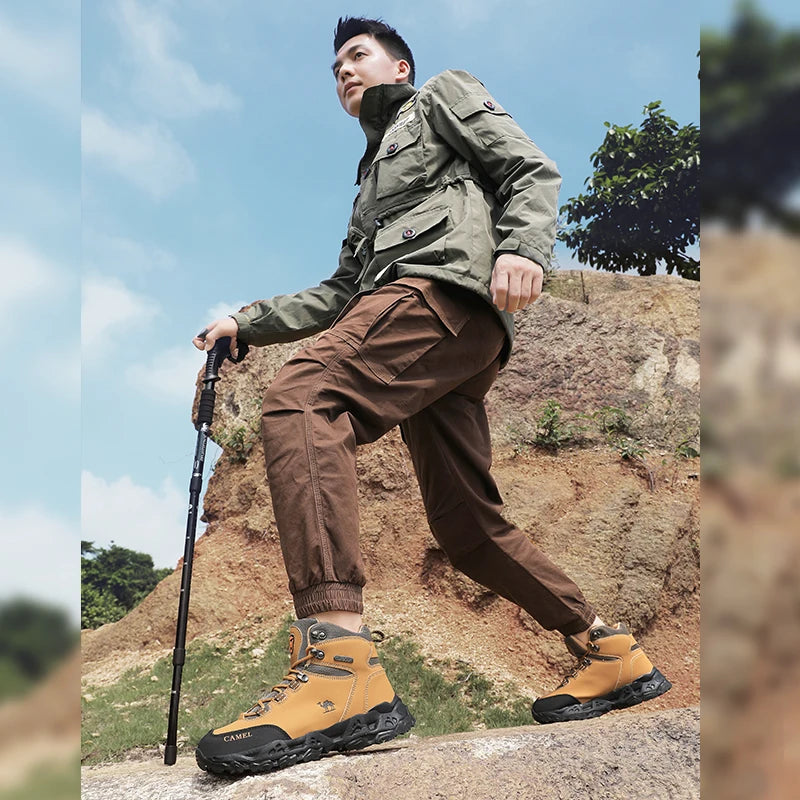 Men's Leather Hiking Shoes — Waterproof Trekking Sneakers