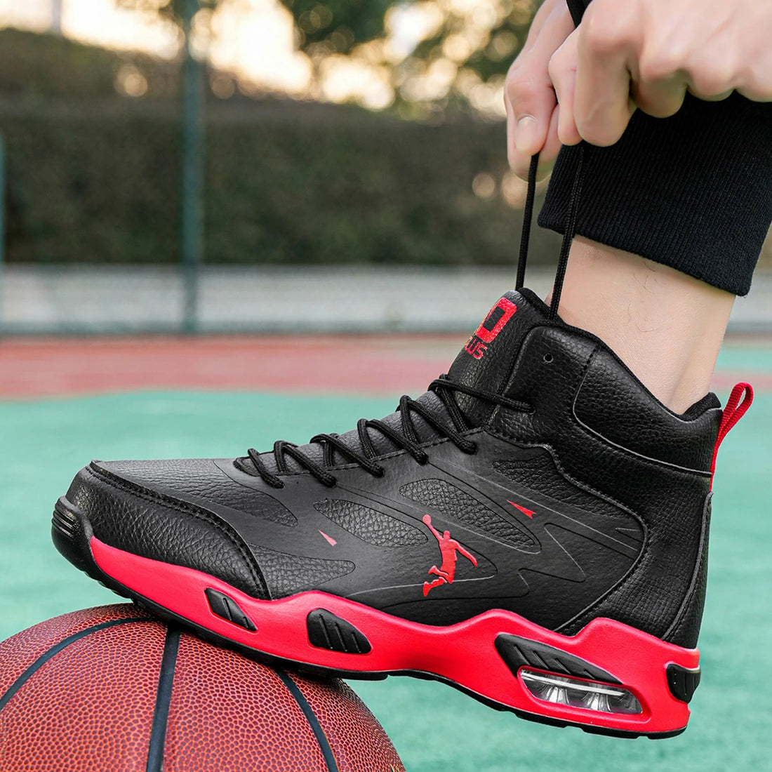 Leather High-Top Basketball Shoes