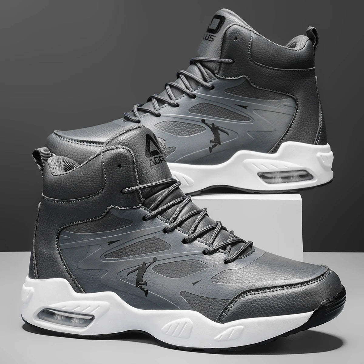 Leather High-Top Basketball Shoes