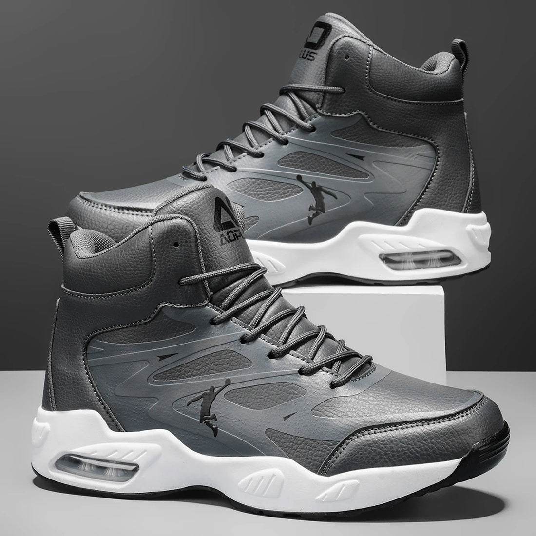 Leather High-Top Basketball Shoes