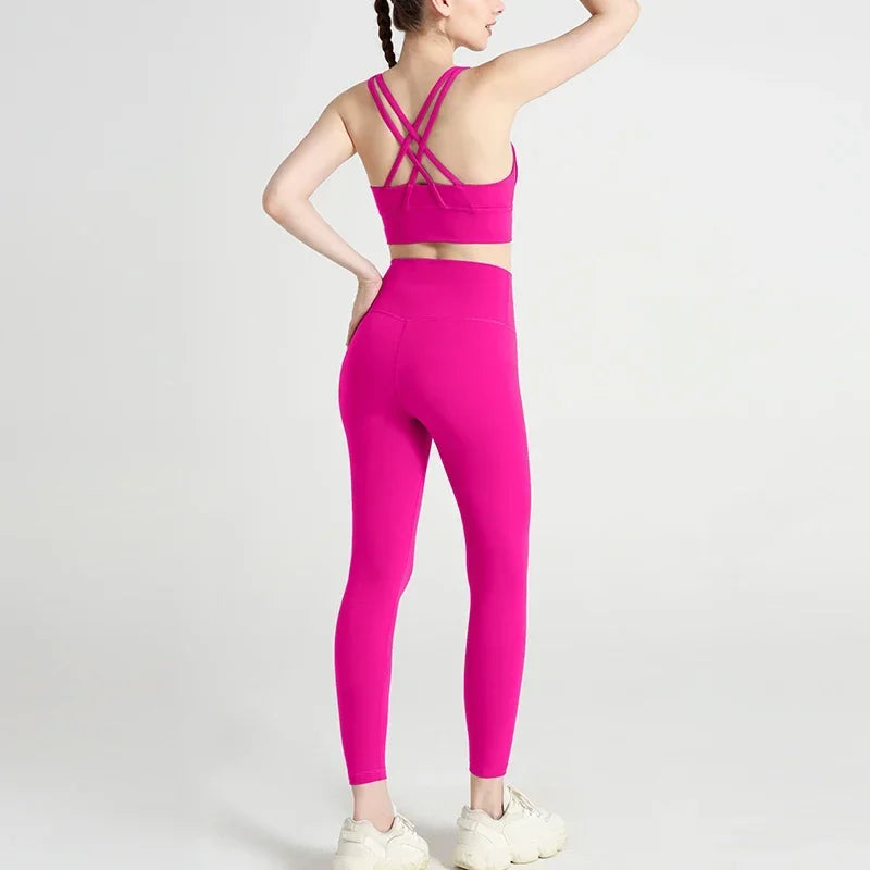 High-Waist Yoga Leggings & Sports Bra Set