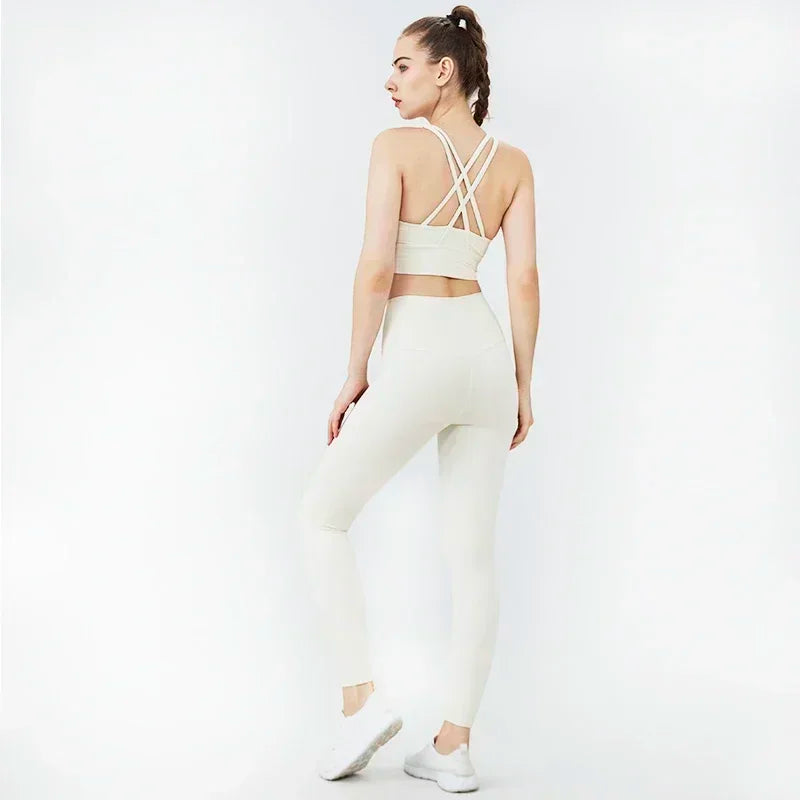 High-Waist Yoga Leggings & Sports Bra Set