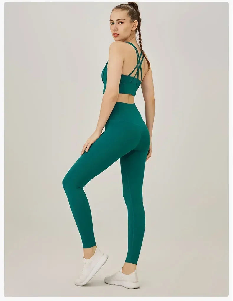 High-Waist Yoga Leggings & Sports Bra Set