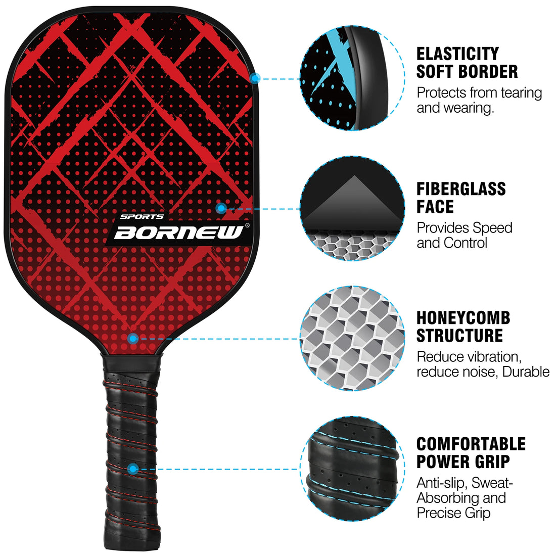 Fiberglass Pickleball Paddle Set (4 Paddles)