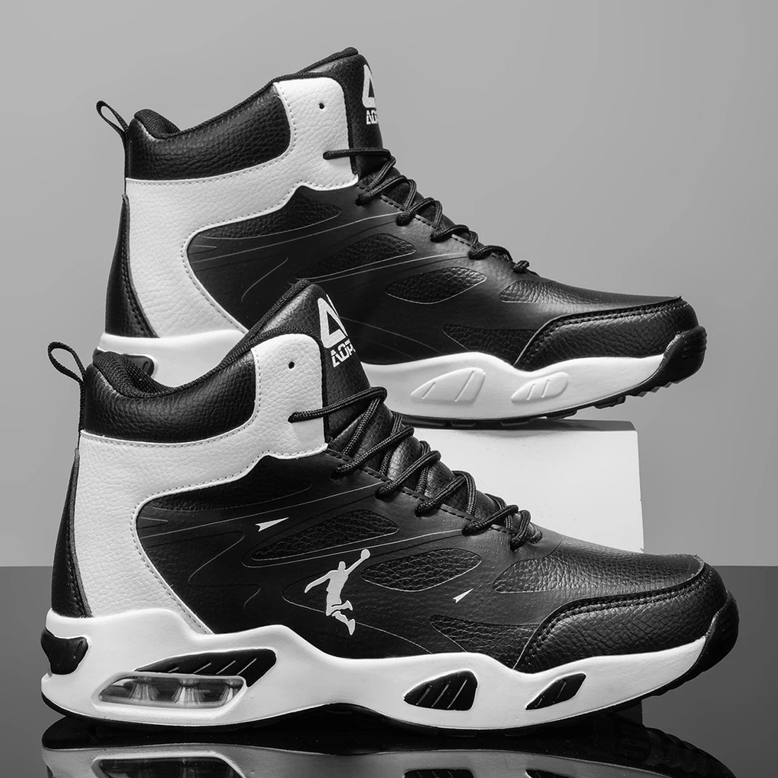 Leather High-Top Basketball Shoes