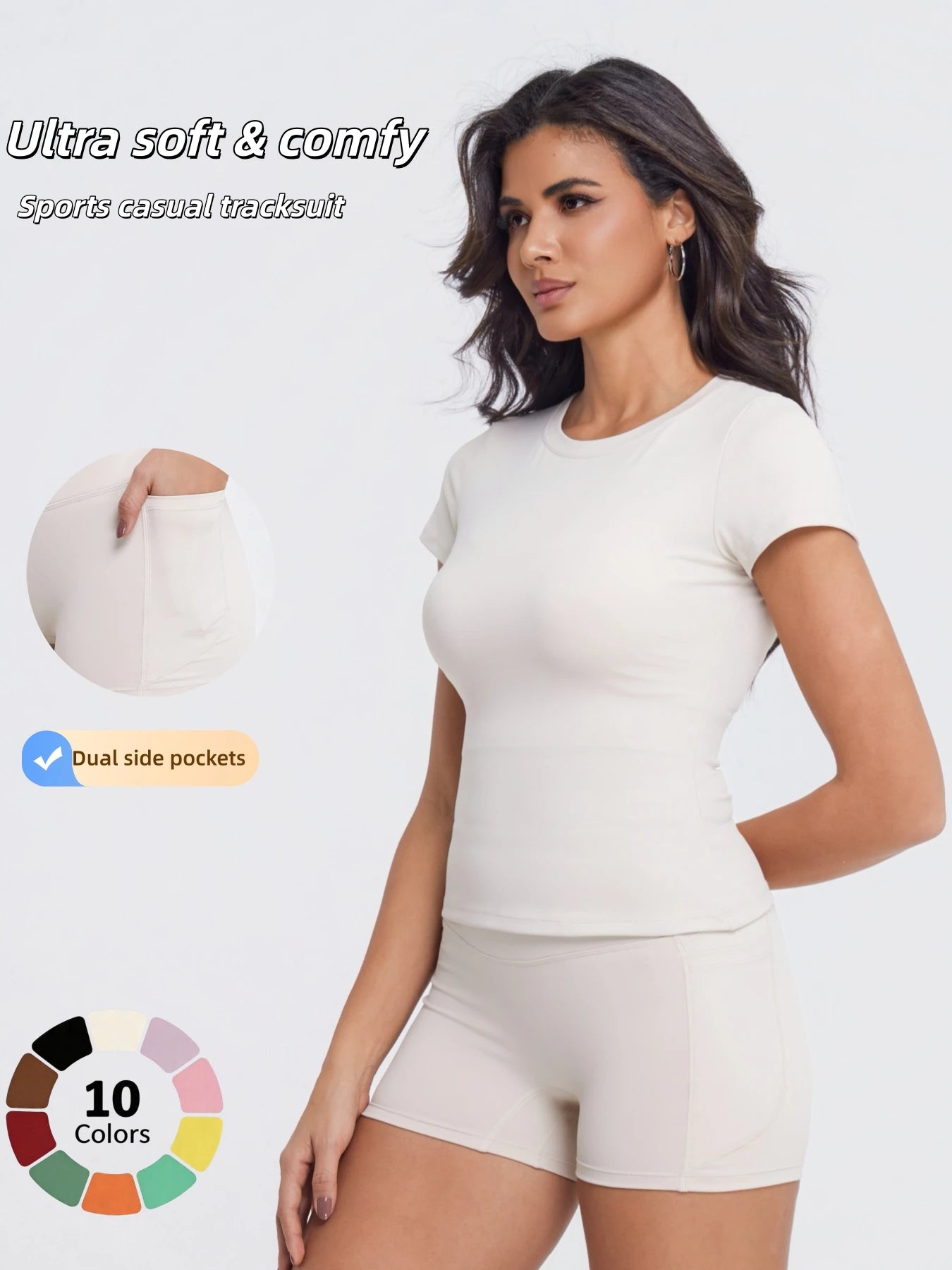 Crew Neck Tee & High-Waist Biker Shorts Set