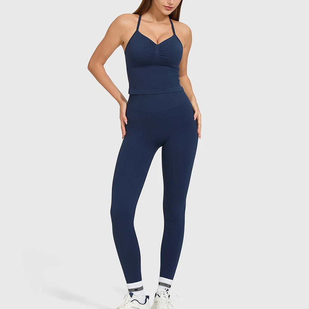 Halter Sports Bra & Butt-Lifting Gym Leggings Set