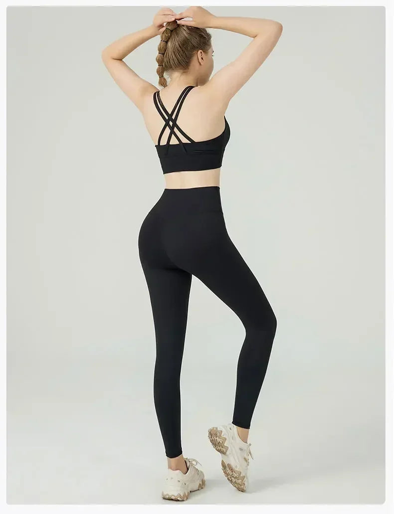 High-Waist Yoga Leggings & Sports Bra Set