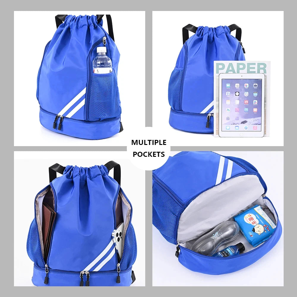 Drawstring Sports Backpack with Shoe Compartment
