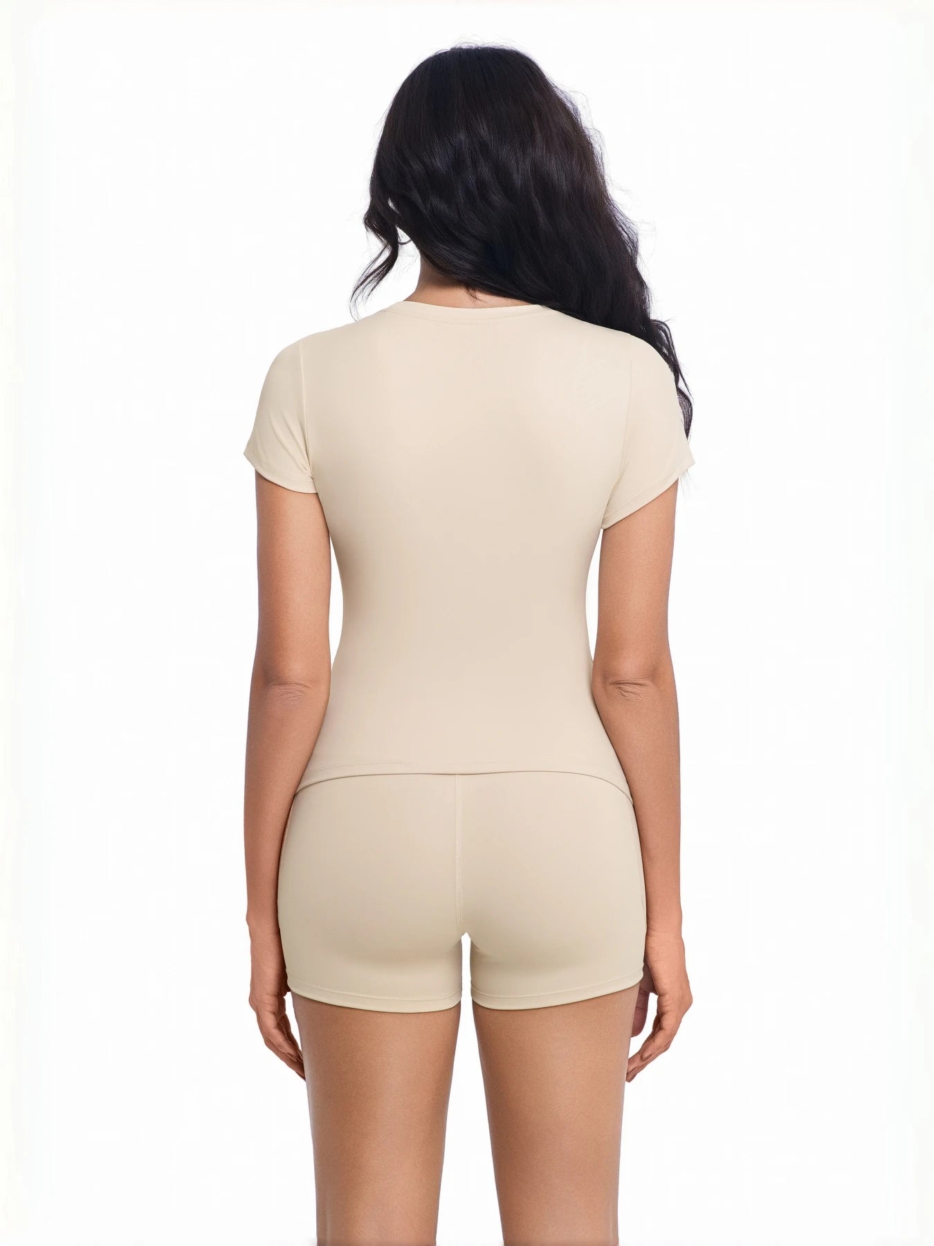 Crew Neck Tee & High-Waist Biker Shorts Set