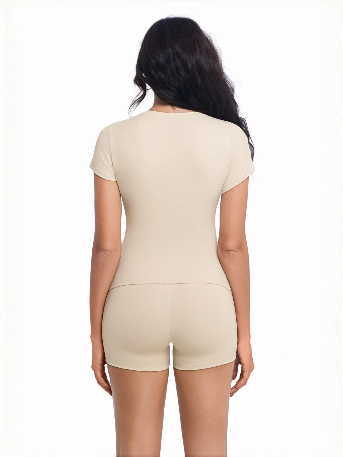 Crew Neck Tee & High-Waist Biker Shorts Set