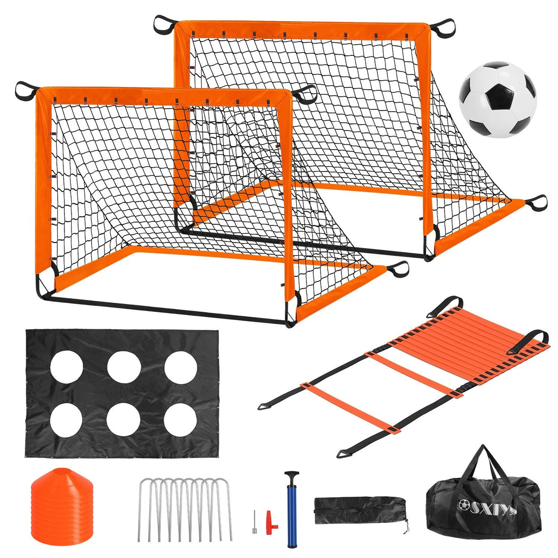 Kids Portable Soccer Goal Set With Training Accessories For Outdoor Play