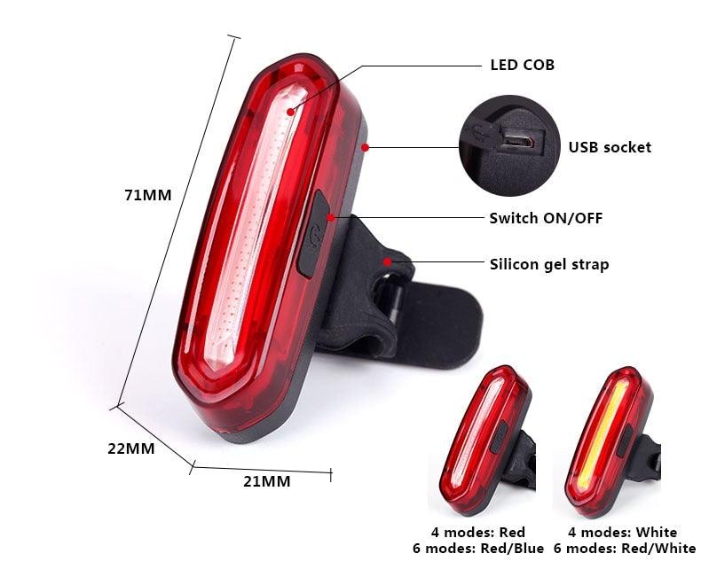 Rechargeable LED Bicycle Tail Light For Safe Night Riding Visibility Support