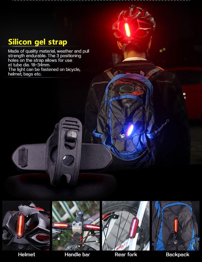 Rechargeable LED Bicycle Tail Light For Safe Night Riding Visibility Support