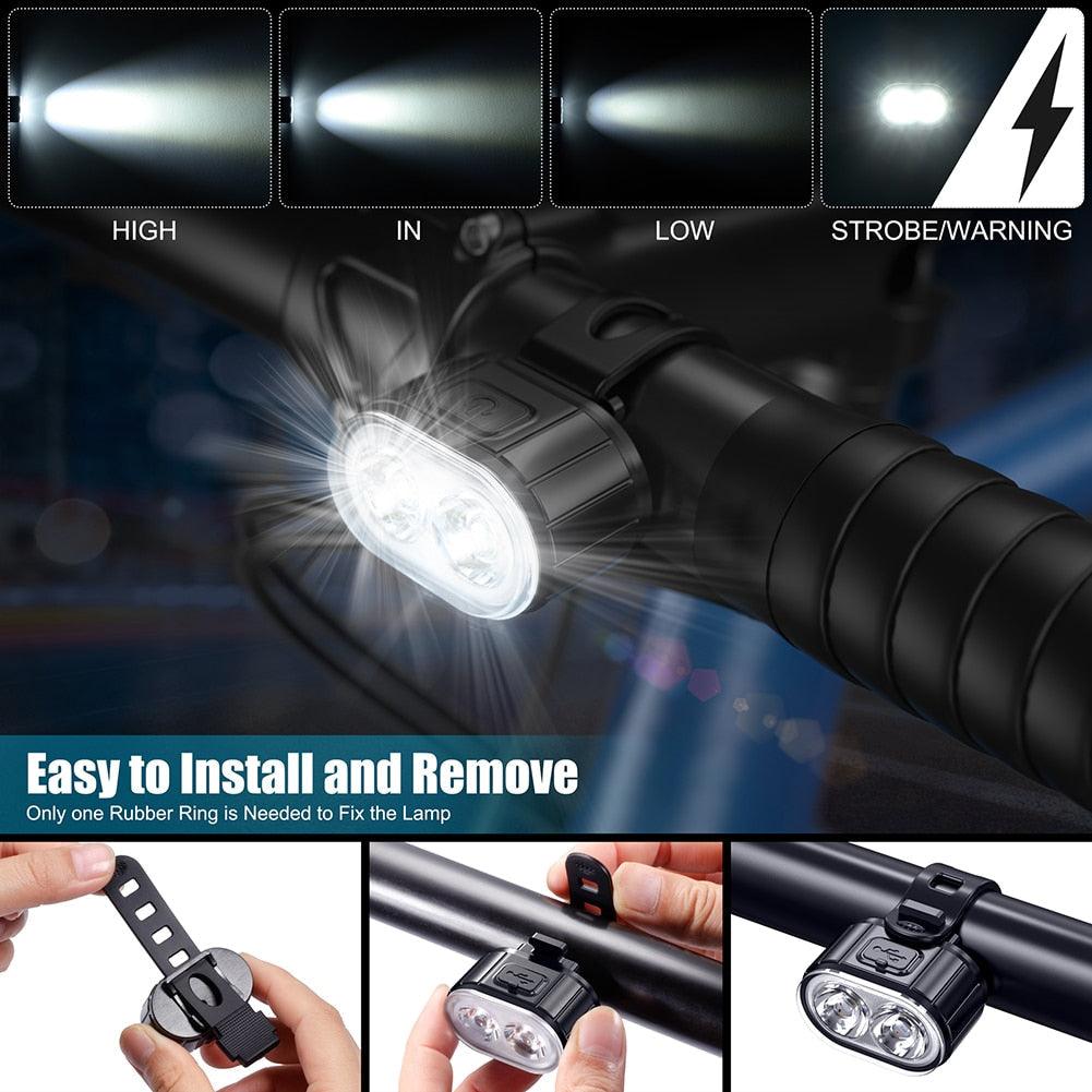USB Rechargeable LED Bike Lights Set For Safe Night Cycling Adventures