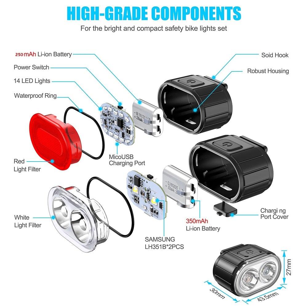 USB Rechargeable LED Bike Lights Set For Safe Night Cycling Adventures