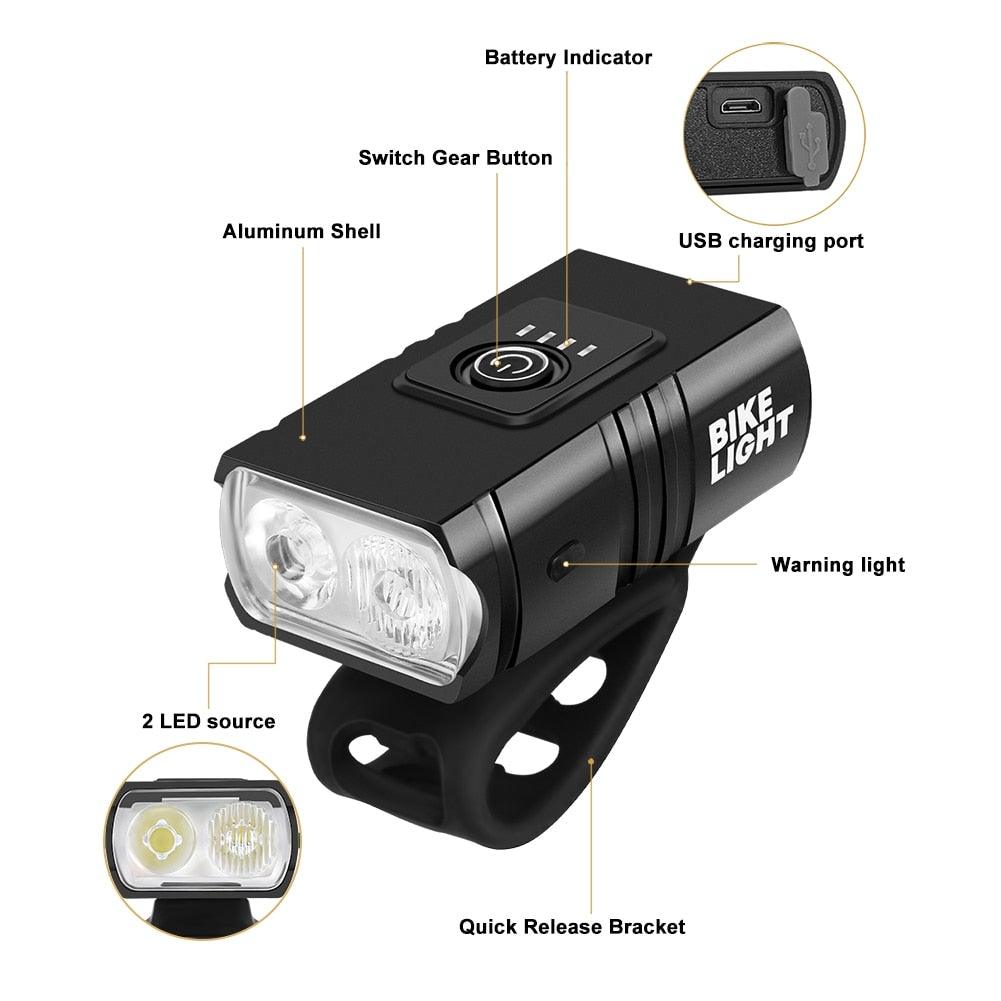 USB Rechargeable LED Bike Lights Set For Safe Night Cycling Adventures
