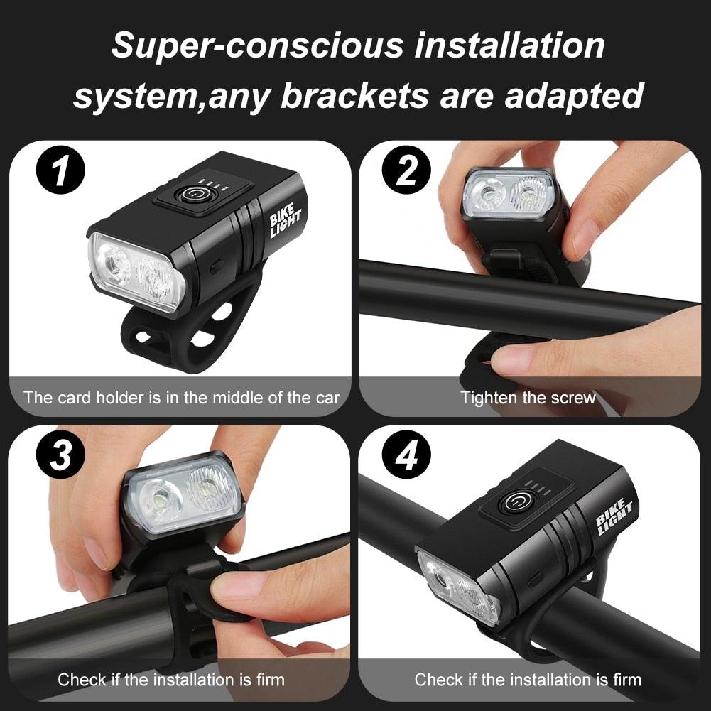 USB Rechargeable LED Bike Lights Set For Safe Night Cycling Adventures