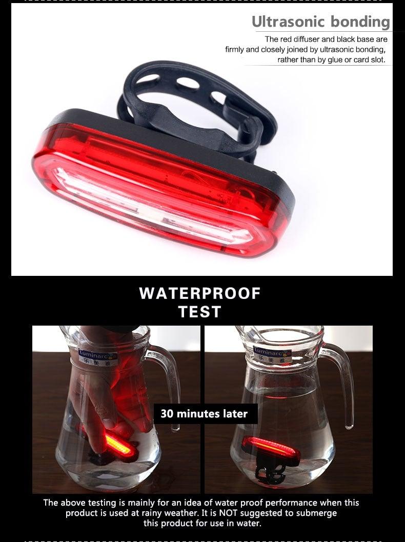 Rechargeable LED Bicycle Tail Light For Safe Night Riding Visibility Support