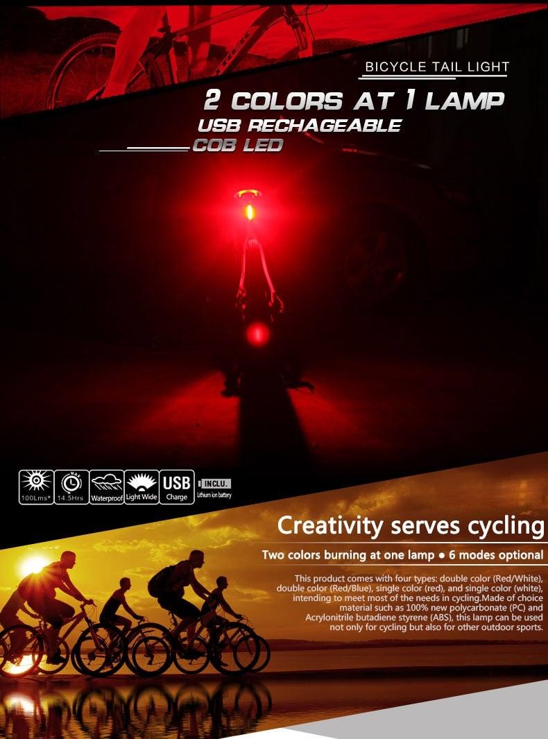 Rechargeable LED Bicycle Tail Light For Safe Night Riding Visibility Support